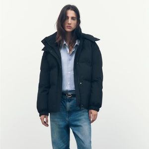 ZARA Water Repellent Puffer Jacket Color-Black Size-XL NWT